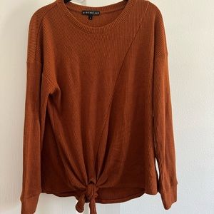 GibsonLook Ribbed Front Tie Sweater SZ S